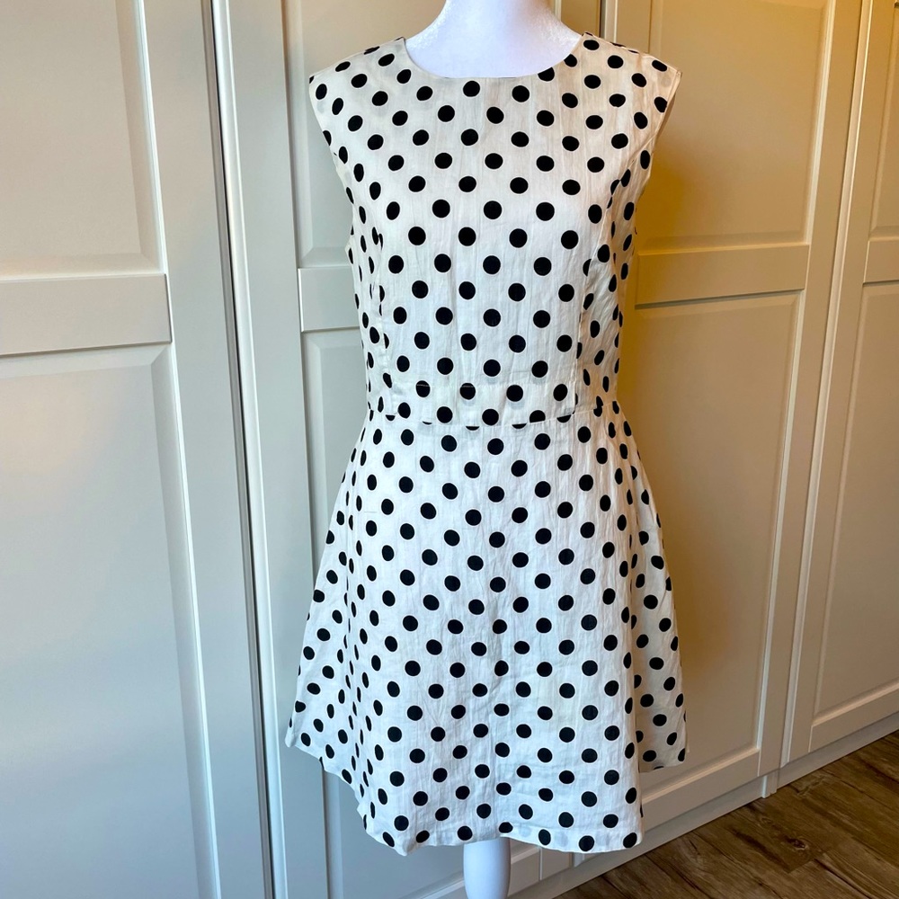 Pinkyotto white dress with black polka dots